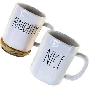 Rae Dunn Artisan Collection Set of 2 Naughty & Nice Christmas Coffee Mugs